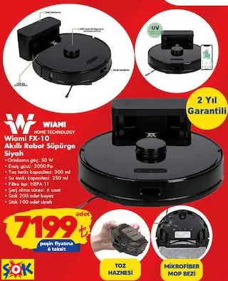 WİAMİ FX-10 AKILLI ROBOT SÜPÜRGE SİYAH